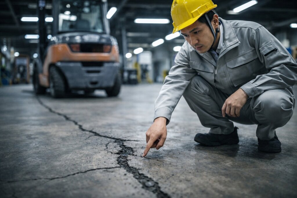 コンクリート床 クラック補修 岡山・広島