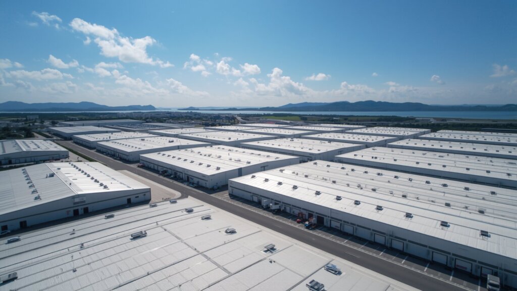 岡山 晴れ 工場 空 青空 俯瞰