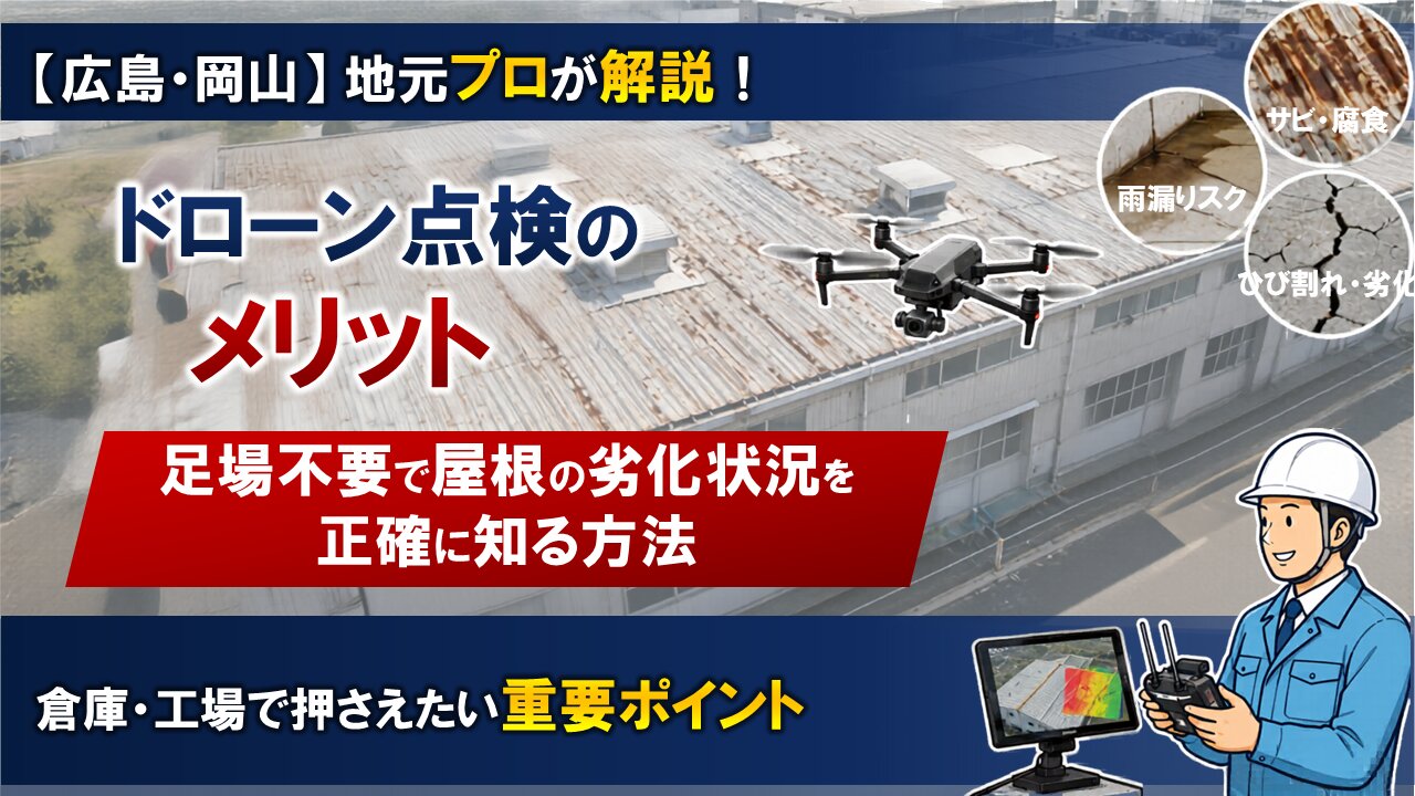 【広島・岡山】ドローン点検のメリット｜足場不要で屋根の劣化状況を正確に知る方法