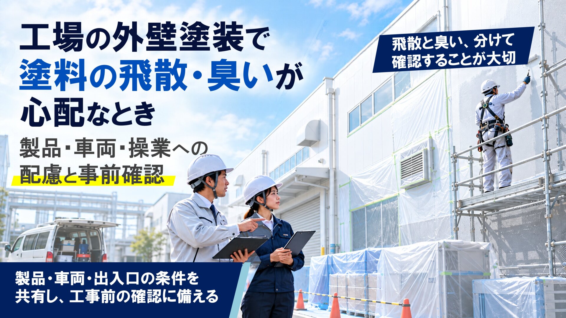 工場の外壁塗装で塗料の飛散・臭いが心配なとき