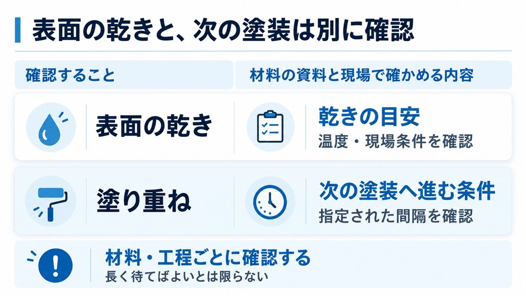 表面の乾きの目安と次の塗装へ進む条件を分けて確認する表